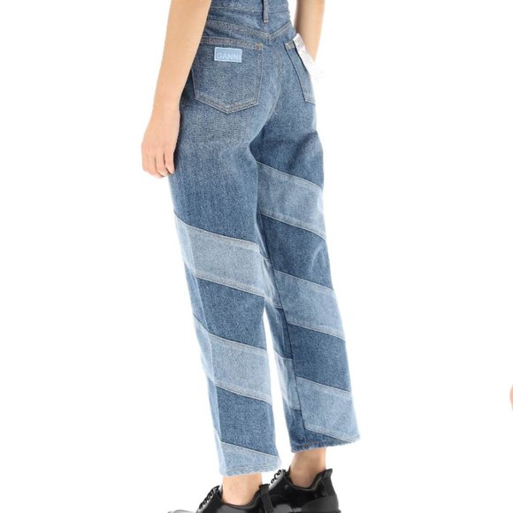 GANNI Diagonal-stripe denim jeans (Misy Cropped) - Picture 2 of 8